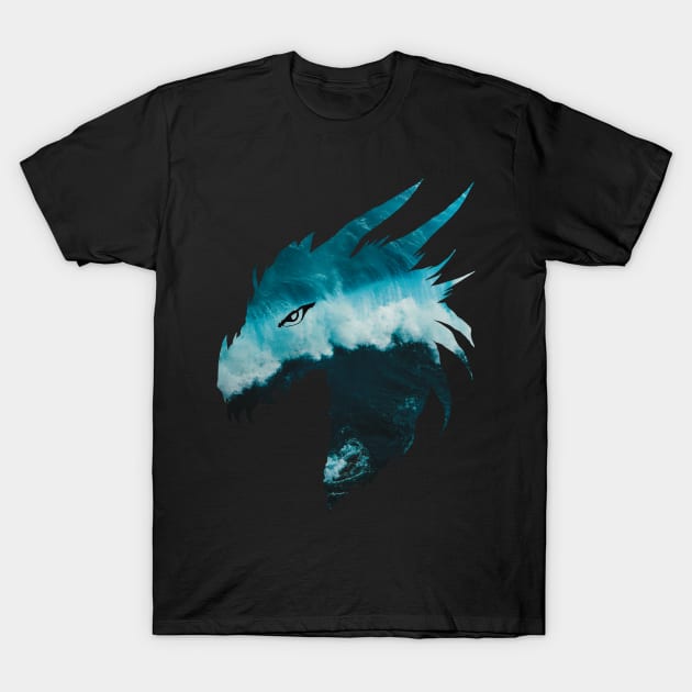 Tsunami Dragon Head Shot T-Shirt by itsMePopoi